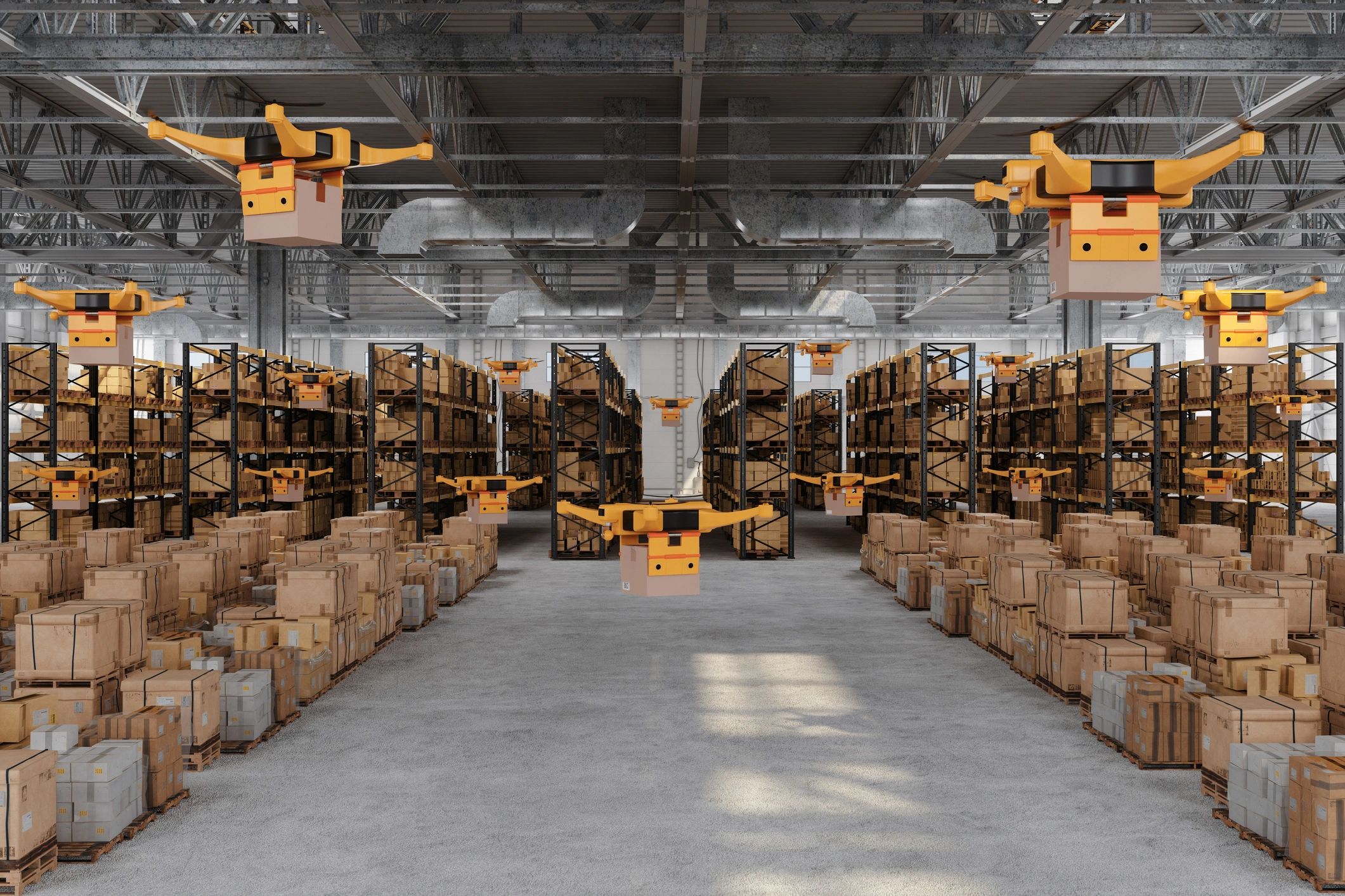 modern aircraft parts warehouse